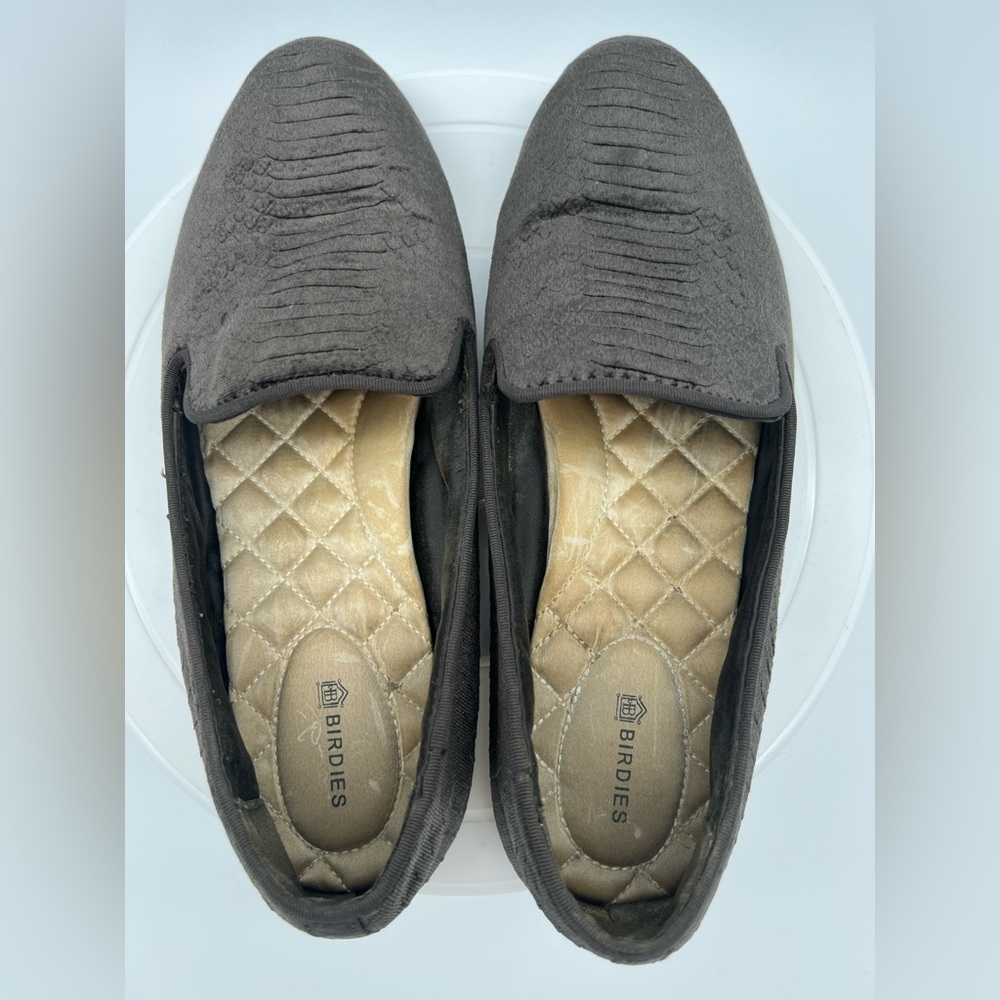 Birdies Starling Charcoal Velvet Python Embossed Slip On Loafer Women Shoe 8.5 - Picture 5 of 7